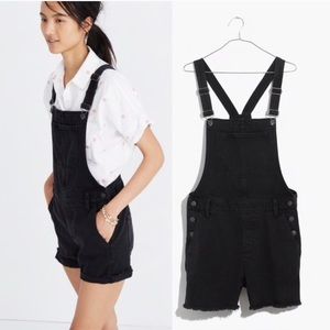 Madewell Adirondack Black Denim Short Overalls